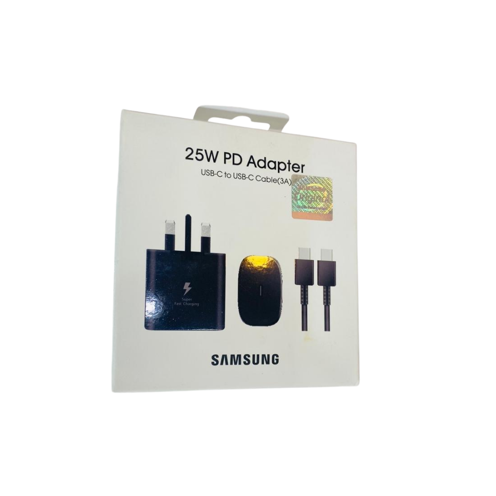 Samsung 25W PD Adapter – USB-C to USB-C Cable (3A)