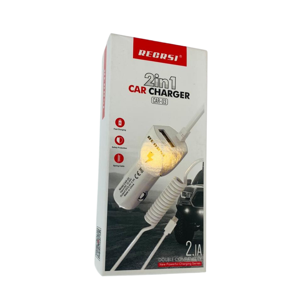 RECRSI 2-in-1 Car Charger – 2.1A Output | Dual Compatibility